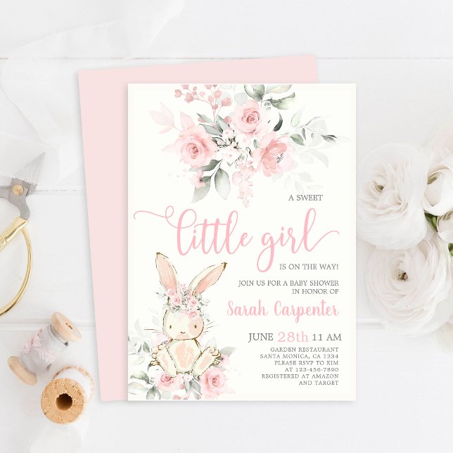 Bunny Baby Shower Girl Invitation (Creator Uploaded)