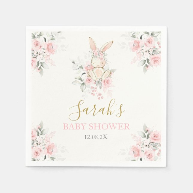 Bunny Baby Shower Girl Napkin (Front)