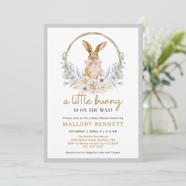 Bunny Baby Shower Invitation (Standing Front)