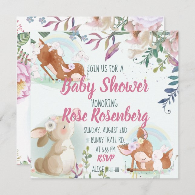 Bunny Baby Shower Invitation (Front/Back)