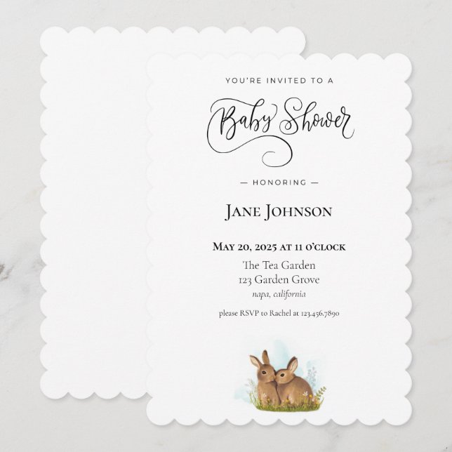 Bunny Baby Shower Invitation (Front/Back)