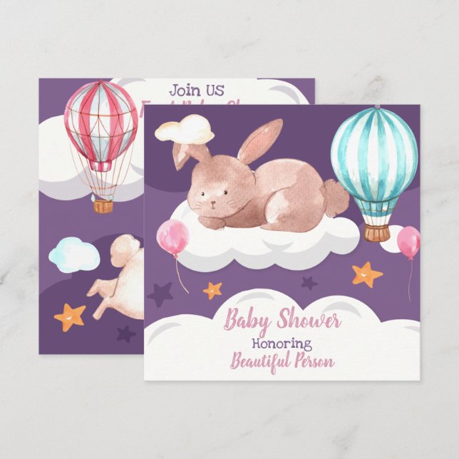Bunny Baby Shower Invitation (Front/Back)