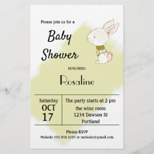 Bunny Baby Shower Invitation Flyer