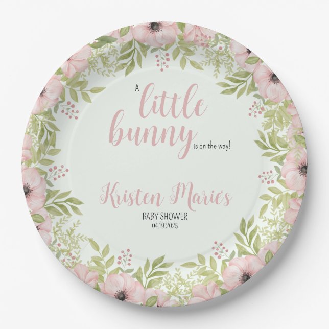Bunny Baby Shower Paper Plate (Front)