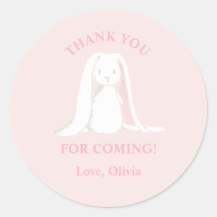 Bunny Baby Shower Pink Classic Round Sticker