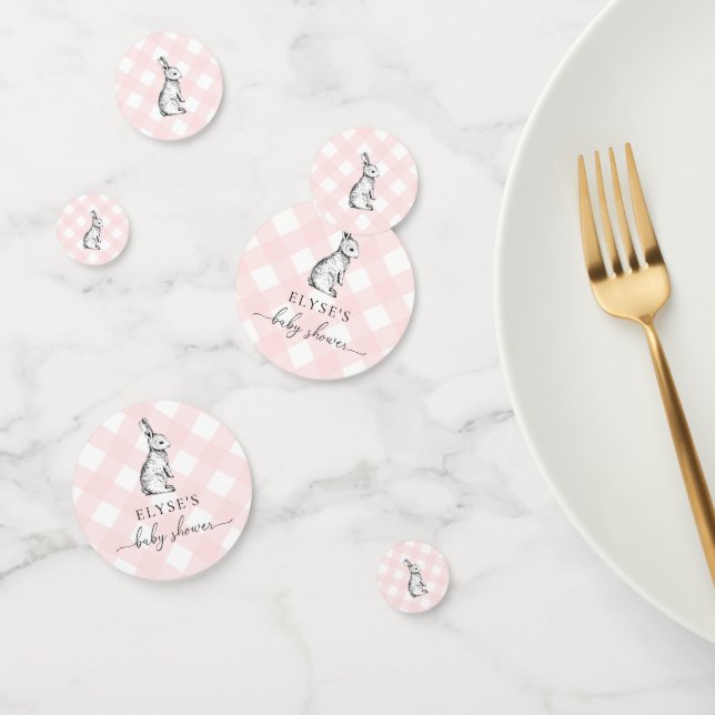 Bunny Baby Shower Pink Gingham Table Confetti (Group)
