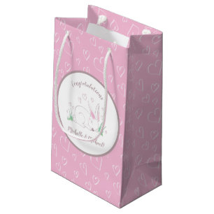 Bunny Baby Shower Spring Pink Girl Small Gift Bag