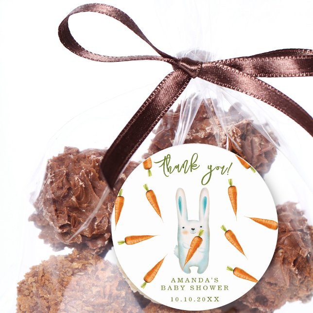 Bunny Baby Shower - thank you Classic Round Sticker (Creator Uploaded)