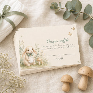Bunny Baby Shower Woodland Diaper Raffle Enclosure Card