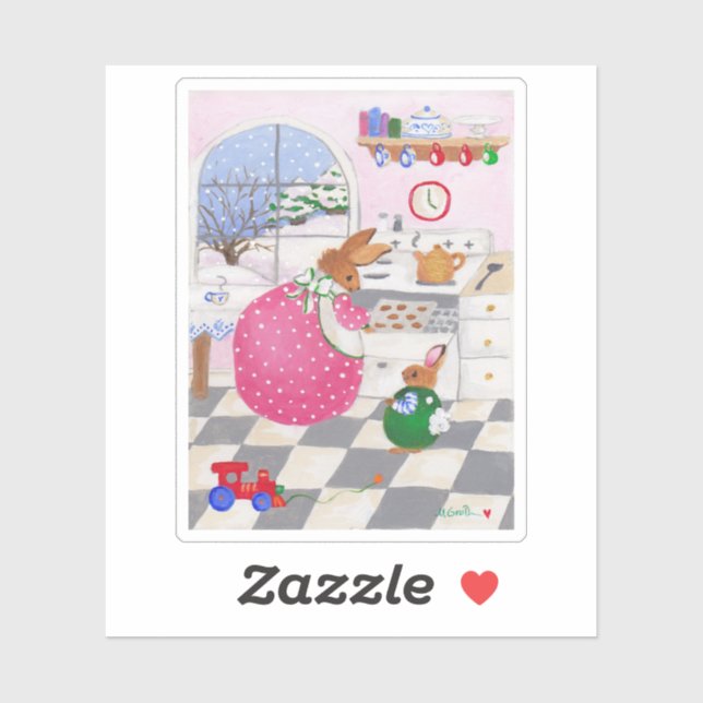 Bunny Baking Cookies Sticker (Sheet)