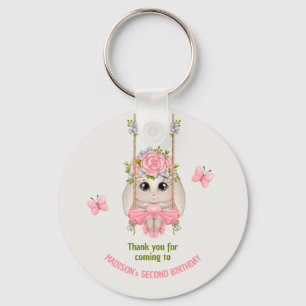 Bunny ballerina floral girl birthday Thank you Key Ring