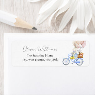 Bunny Balloon Bicycle Baby shower Return Address