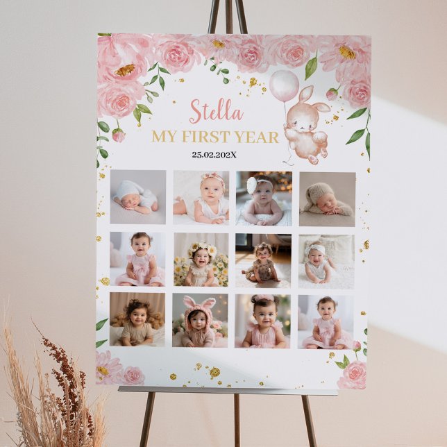 Bunny Balloon Birthday Photo Milestone Poster (Creator Uploaded)