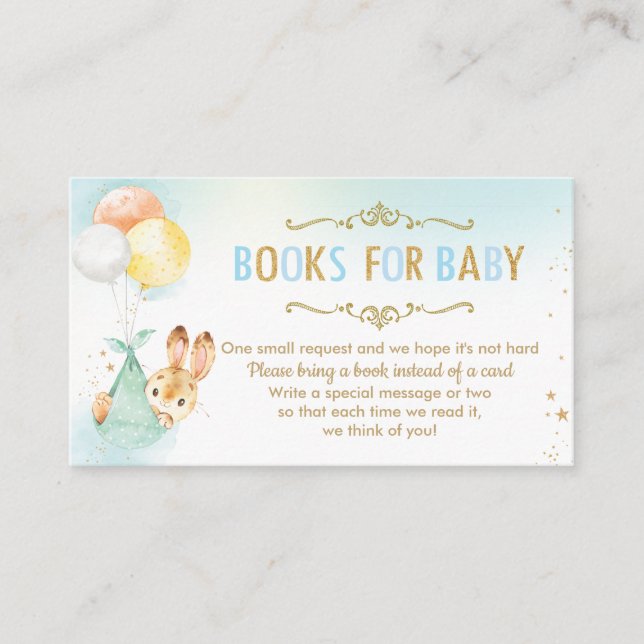 Bunny Balloons Baby Shower Bring a Book Instead Enclosure Card (Front)