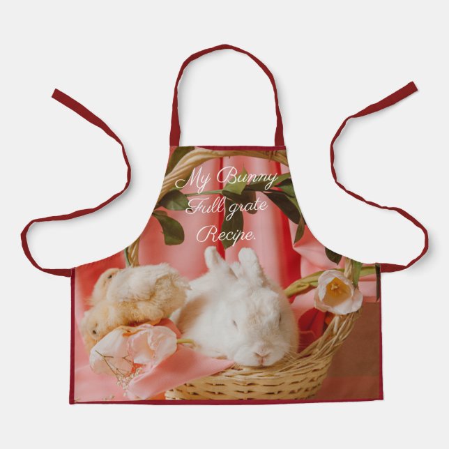 Bunny Basket Charm Custom Kitchen  Apron (Front)