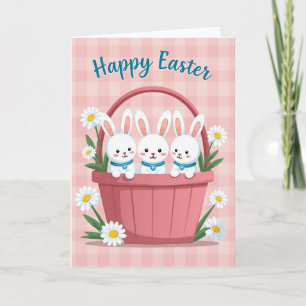 Bunny Basket Gingham Easter Card