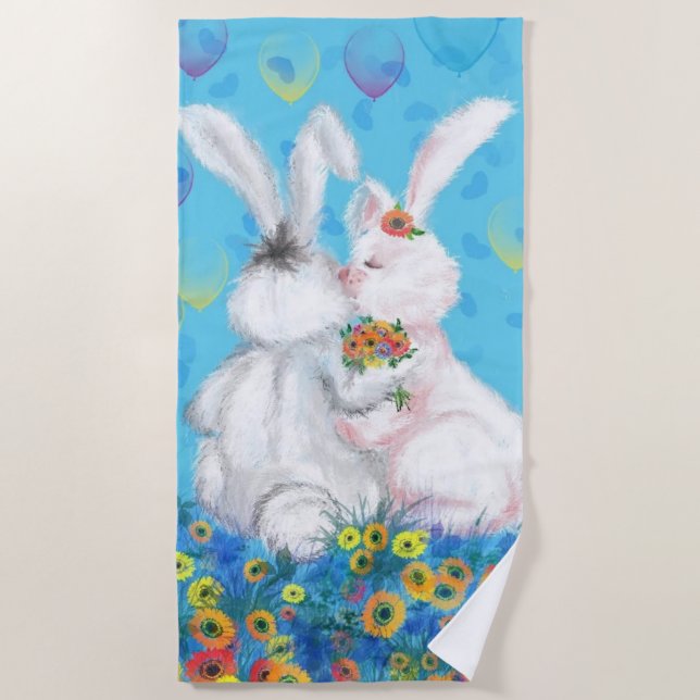 Bunny Beach Towel - Hug (Front)