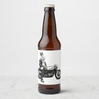 Bunny biker beer bottle label