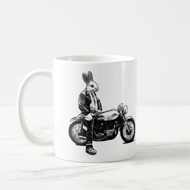 Bunny biker coffee mug (Left)