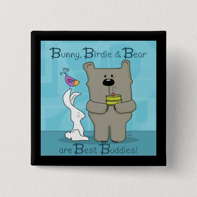 Bunny, Birdie and Bear- Best Buddies 15 Cm Square Badge (Front)