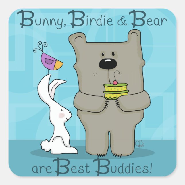 Bunny, Birdie and Bear- Best Buddies Square Sticker (Front)