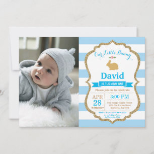 Bunny Birthday Boy Easter Egg 1st First Birthday Invitation