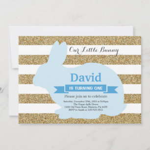 Bunny Birthday Boy Easter Egg 1st First Birthday Invitation