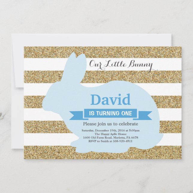 Bunny Birthday Boy Easter Egg 1st First Birthday Invitation (Front)