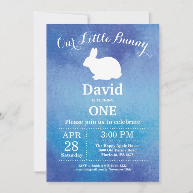 Bunny Birthday Boy Easter Egg 1st First Birthday Invitation (Front)