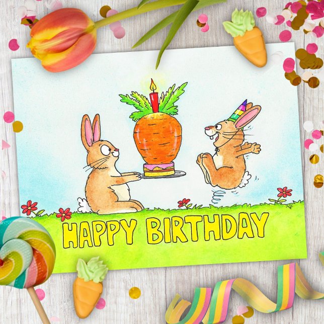 Bunny Birthday Cake  Postcard (Creator Uploaded)