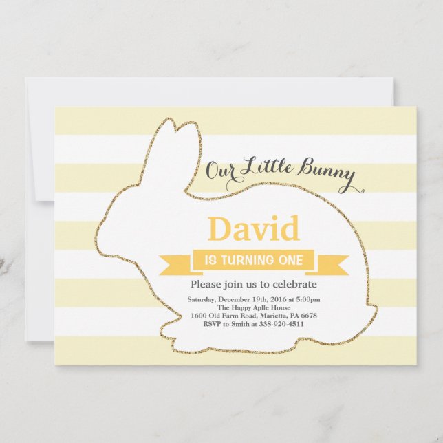 Bunny Birthday Easter Egg 1st First Birthday Invitation (Front)
