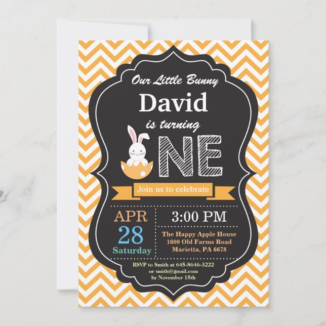 Bunny Birthday Easter Egg 1st First Birthday Invitation (Front)