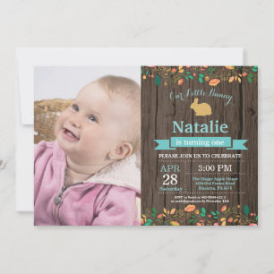 Bunny Birthday Girl Easter Egg 1st First Birthday Invitation