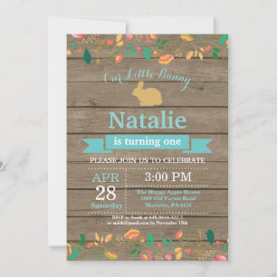 Bunny Birthday Girl Easter Egg 1st First Birthday Invitation
