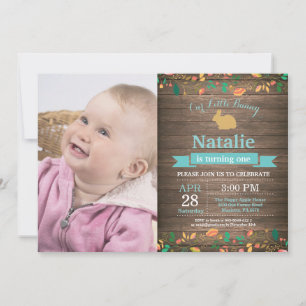 Bunny Birthday Girl Easter Egg 1st First Birthday Invitation