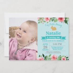 Bunny Birthday Girl Easter Egg 1st First Birthday Invitation