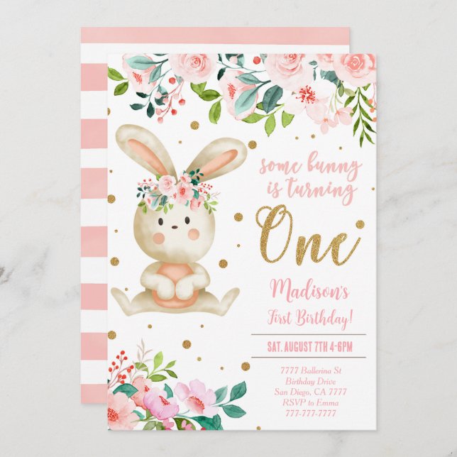 Bunny Birthday Invitation (Front/Back)