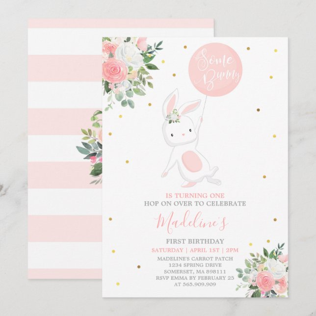 Bunny Birthday Invitation Some Bunny Birthday (Front/Back)