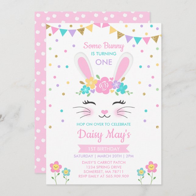 Bunny Birthday Invitation Some Bunny Birthday (Front/Back)