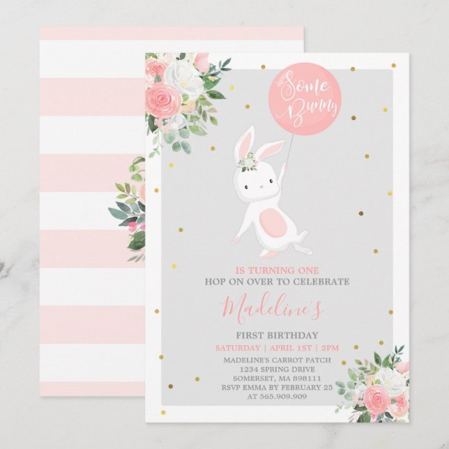 Bunny Birthday Invitation Some Bunny Birthday (Front/Back)