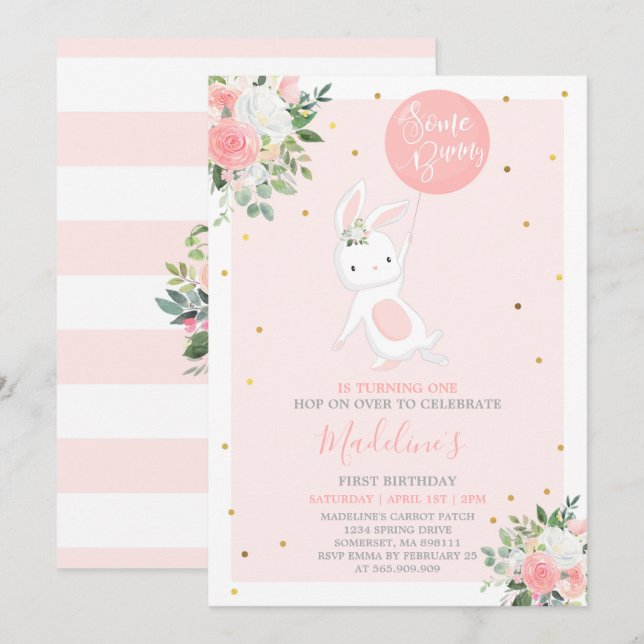 Bunny Birthday Invitation Some Bunny Birthday (Front/Back)