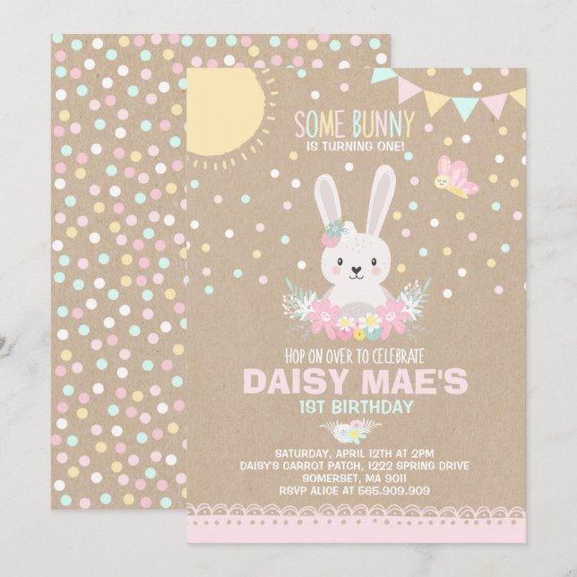 Bunny Birthday Invitation Some Bunny Birthday (Front/Back)
