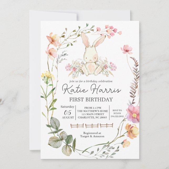 Bunny Birthday Invitation, Some bunny is one Invitation (Front)