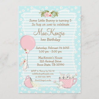 Bunny birthday party invitation