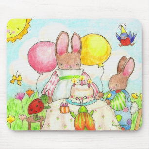 bunny birthday party mouse pad
