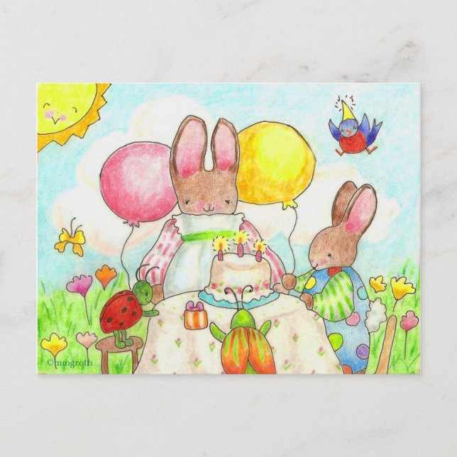 Bunny Birthday Party Postcard (Front)