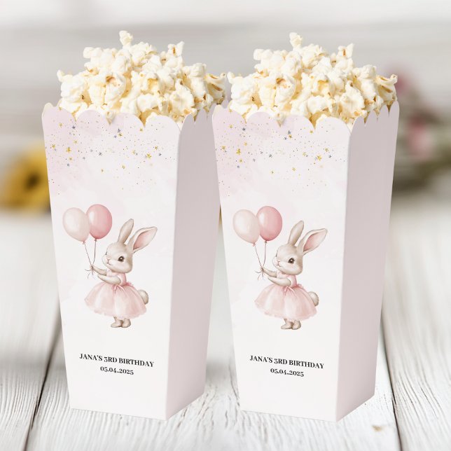 Bunny Birthday Pastel Pink |  Cute Party Treat Bag Favour Box (Creator Uploaded)
