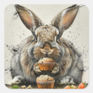 Bunny Birthday Square Sticker