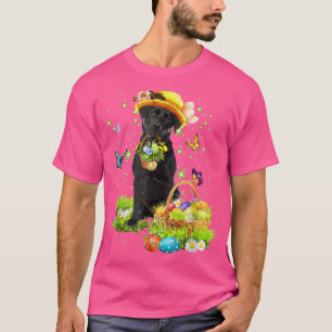 Bunny Black Labrador Dog Happy Easter Eggs Easter T-Shirt