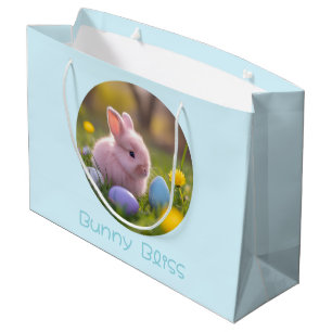 Bunny Bliss-Fluffy Pink Bunny Easter Large Gift Bag